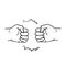 Hand drawn fist bump icon illustration vector doodle