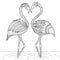 Hand drawn flamingo couple zentangle style