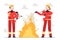 Hand drawn flat design firefighters putting out a fire Vector illustration.