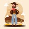 Hand drawn flat design gaucho drinking mate illustration Vector illustration.