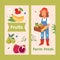 Hand drawn flat fruit harvest vertical banner template set