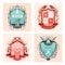 Hand drawn flat heraldic badge illustration set