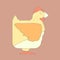 Hand drawn flat square icon chicken isolated on