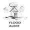Hand Drawn Flood Alert Sign and Illustration