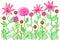 Hand drawn floral garden fantasy , growing flowers for art background