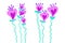 Hand drawn floral heart fantasy flowers on stems for art background