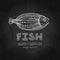 Hand-drawn flounder fish with Fish label on