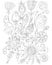 Hand drawn flowers coloring page