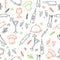 Hand drawn food seamless pattern. Sketch kitchen elements for yo