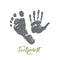 Hand drawn footprint and handprint with lettering