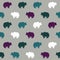 Hand-drawn forest silhouettes seamless pattern with bears