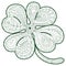 Hand drawn four leaf clover for adult coloring pages in doodle style, ethnic ornamental vector illustration. Coloring