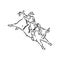 An hand drawn freehand vector - RODEO. Scene from the american culture.