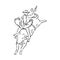 An hand drawn freehand vector - RODEO. Scene from the american culture.