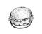 Hand Drawn of Fried Chicken Burger on White Background