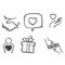 Hand drawn Friendship and love doodle icons. Interaction, Mutual understanding and assistance business. Trust, social