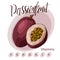 Hand drawn fruit illustration. Sweet passionfruit element. Vector sketch for card or poster.