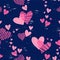 Hand drawn fun background with hearts - colorful seamless pattern, great for trendy textiles, banners, wrapping - vector design