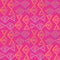 Hand drawn funky neon blue, yellow, pink triangles with dot texture. Vector tribal seamless pattern on neon magenta