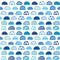 Hand drawn funky seamless pattern with blue semi circles