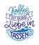 Hand drawn funny lettering quote about Coffee in German - Coffee is like love in cups. Inspiration slogan for print and