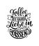 Hand drawn funny lettering quote about Coffee in German - Coffee is like love in cups. Inspiration slogan for print and