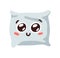 Hand Drawn Funny Pillow Emoji. Cartoon Character Sleeping Element Emoticon. Facial Expression Vector Illustration