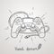 Hand drawn gamepad. Vector illustration.