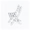 Hand drawn garden chair. Sketch style vector illustration of wooden garden chair. Single, on checkered background