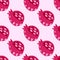 Hand drawn garnet seamless stylized fruit pattern. Simple pomegranate ornament in pastel pink tones