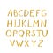 Hand drawn gold alphabet. Grunge golden letters A-Z isolated on white. Sans serif modern font. Latin uppercase handwriting symbols