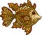 Hand drawn goldfish illustration. Decorative ornamental fish drawing