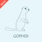 hand drawn gopher animal design vector flat isolated illustration