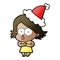 hand drawn gradient cartoon of a girl pouting wearing santa hat