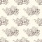 Hand drawn grape bunches and leaves seamless pattern