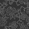 Hand drawn grapevine seamless pattern. Engraving style.