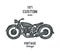 Hand drawn graphic old school vintage motorcycle.