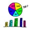 Hand drawn a graphics graph to top point growing data to concept