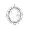 Hand-drawn graphite pencil sketch of vintage cameo with diamonds. Freehand pencil drawing isolated on white background.
