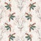 Hand drawn grey flower motif linen texture. Whimsical garden seamless pattern. Modern spring doodle floral nature