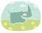 Hand drawn grunge illustration of cute rhino on background with