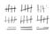 Hand-drawn grunge tally marks. Prison stick lines counter and underlines isolated. Scribbled marks while waiting on a