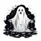 Hand-Drawn Halloween Ghost Vintage Illustration