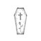 Hand Drawn Halloween Scary Coffin Vector Illustration. Abstract Rustic Sketch. Holiday Engraving Style Drawing.