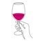 Hand drawn hand holds wine glass one line art,continuous drawing contour.Cheers toast festive decoration for holidays,romantic