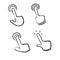 Hand drawn hand pointer click icon doodle illustration