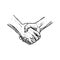 Hand drawn handshake. Isolated sketch. Vector illustration.