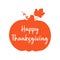 Hand drawn Happy Thanksgiving quote with pumpkin as silhouette for postcard, flyer, poster, banner, logo, header.