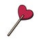 Hand drawn heart shaped sweet lollipop hard candy on a stick vector illustration.