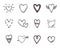 Hand drawn hearts. Outline scribble brush heart set. Doodle drawings love sketch. Vector cute pencil illustration